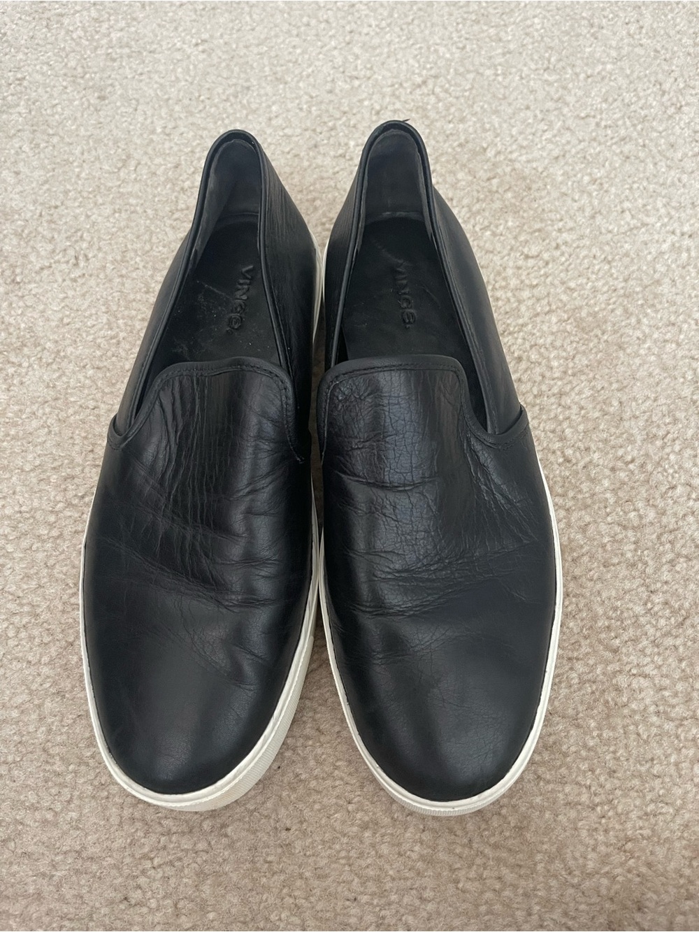 Vince Warren Black Smooth Leather slip on Platform sneakers Size 9.5